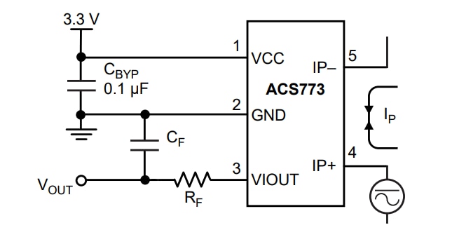 Application Circuit Diagram - Allegro MicroSystems ACS773 200kHz Automotive Current Sensor ICs